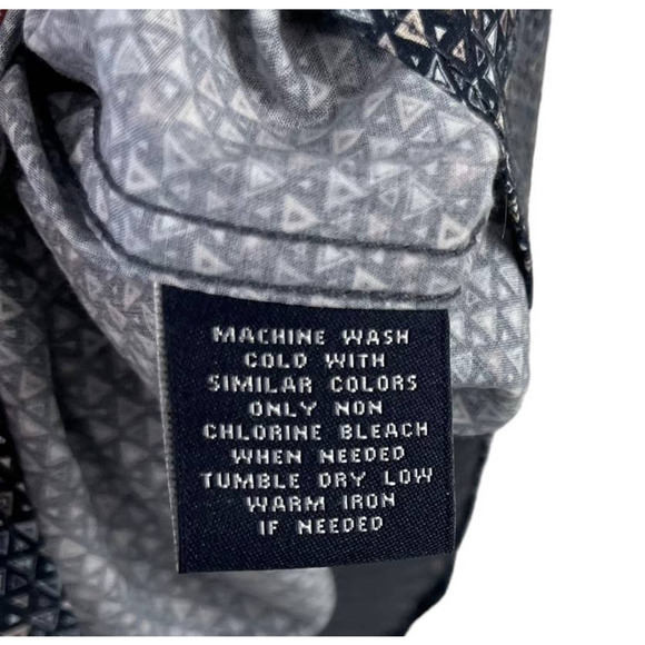 Hart Schaffner Marx Mens Grey Navy Printed Long Sleeve Button Down Large - Picture 2 of 5